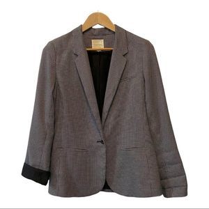 Silence + Noise black and white plaid checkered long sleeve blazer jacket L EUC